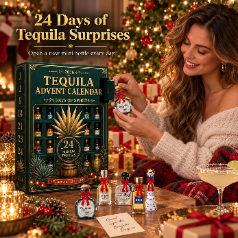 🎁✨24-Day Mini Tequila Bottle Advent Blind Box for Holiday Celebration, Bar Table Decor, Collector Gift & Family Countdown